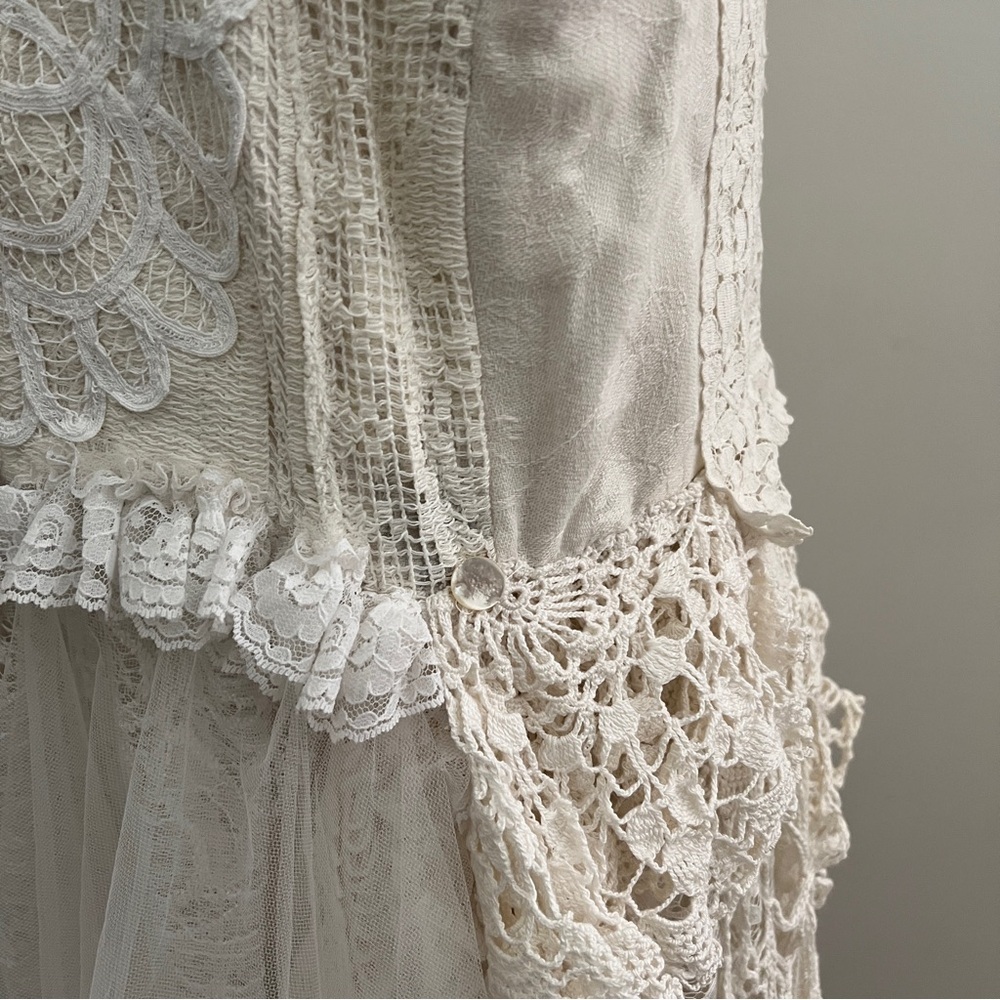 Handmade Wedding Dress White Lace Boho Fairycore Size L XL - Picture 6 of 16